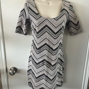 Chevron Patterned Black and White Dress S
